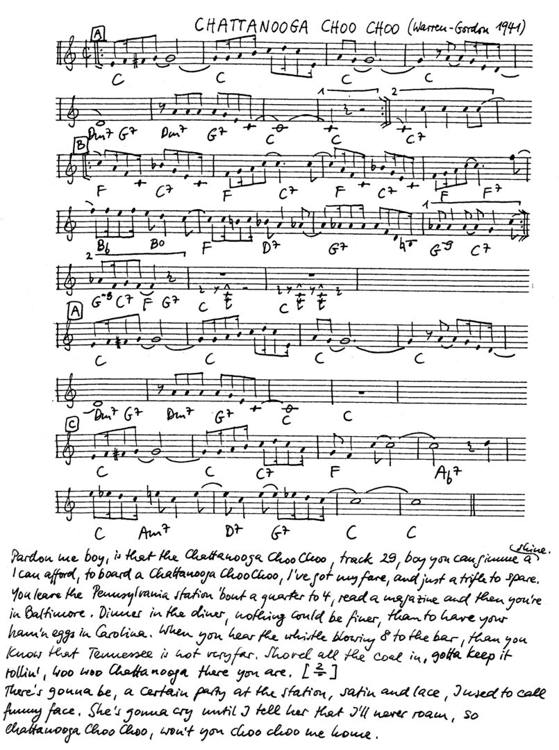 chattanooga choo choo leadsheet – book us for your next 20s or gatsby event